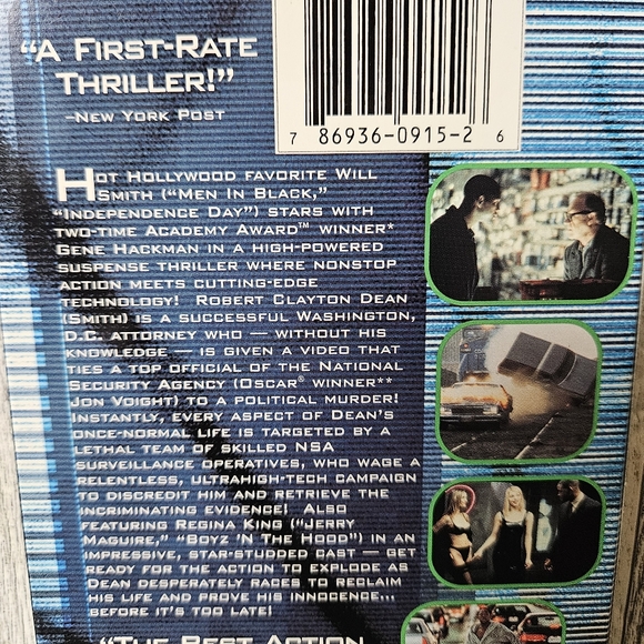 Enemy Of The‎ State VHS Movie 1999 Will Smith Gene Hackman Thriller Movie - Picture 8 of 9